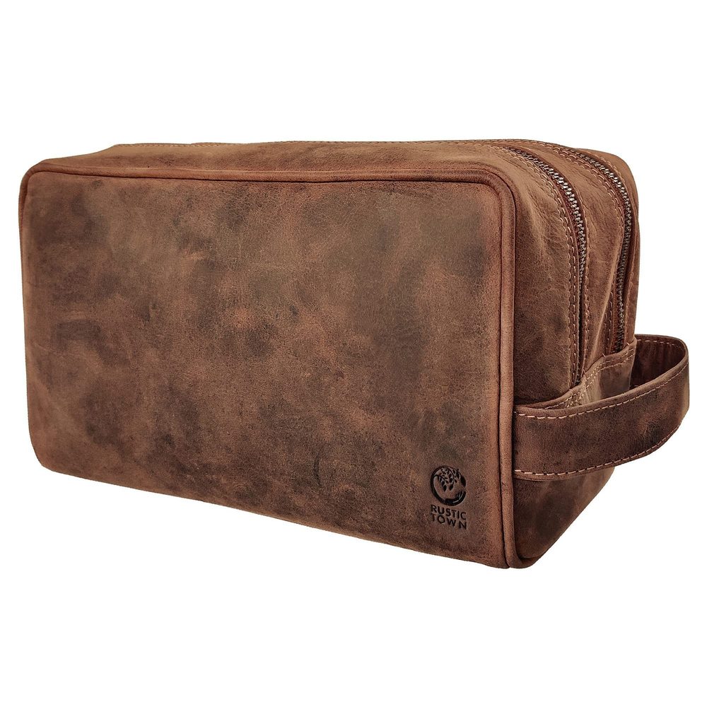 Genuine Leather Travel Toiletry Bag - Dopp Kit Organizer By Rustic Town🐳